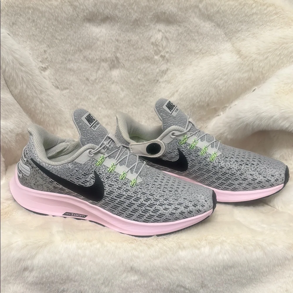 Nike Zoom Pegasus 35 Flyease Gray and Pink Athletic Shoes with Breathable Mesh - Picture 4 of 11